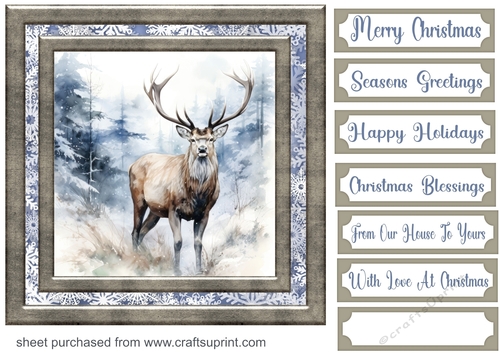 Framed Christmas stag card front 5