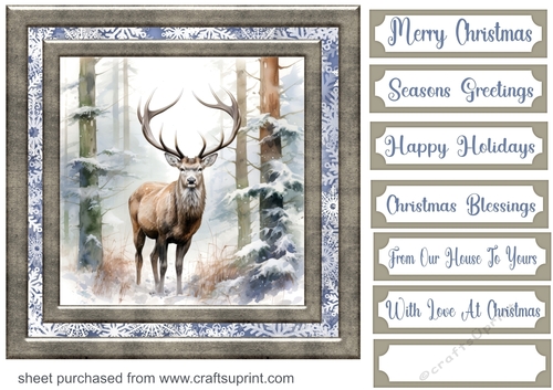 Framed Christmas stag card front 6