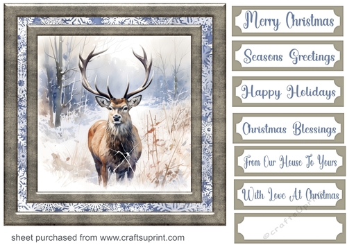 Framed Christmas stag card front 9