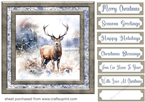 Framed Christmas stag card front 10