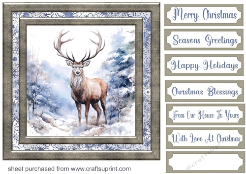 Framed Christmas stag card front 11