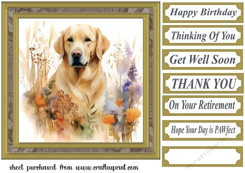 Yellow floral Labrador card front 2