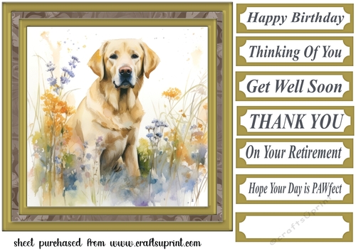 Yellow floral Labrador card front 3