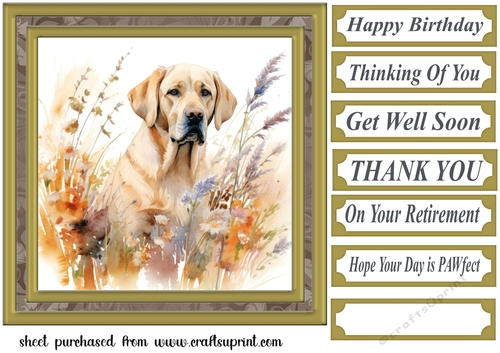 Yellow floral Labrador card front 4