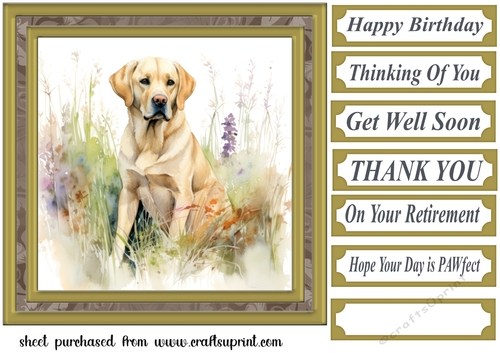 Yellow floral Labrador card front 5