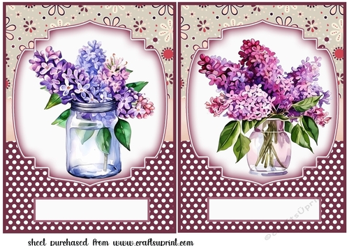 2 Lilac vase card fronts/toppers 1