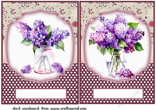 2 Lilac vase card fronts/toppers 2
