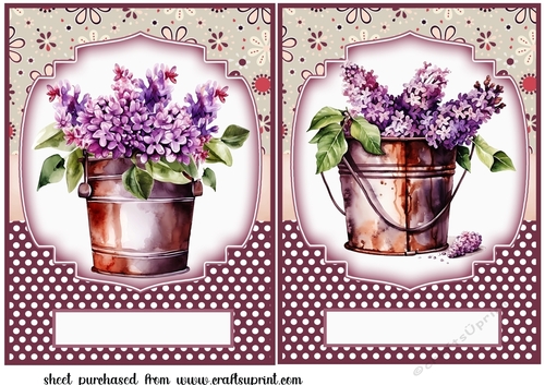 2 Lilac bucket card fronts/toppers 1