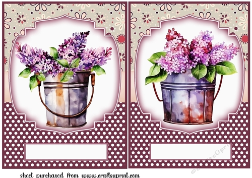 2 Lilac bucket card fronts/toppers 2