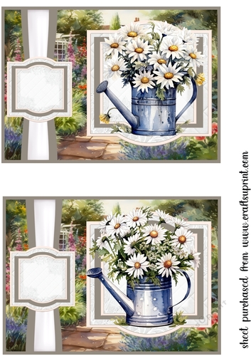 2 Daisy watering can card fronts/toppers(5x7 aprox) 1