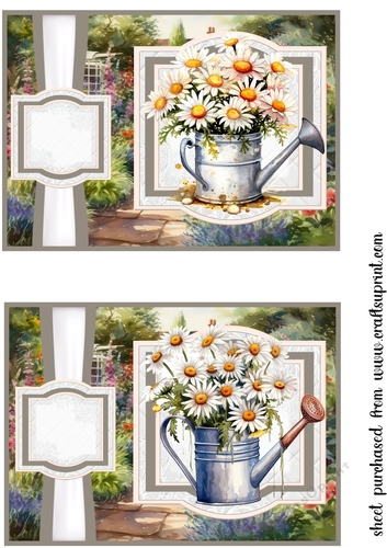 2 Daisy watering can card fronts/toppers(5x7 aprox) 3