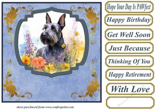Floral Scottish terrier card front (N) 4