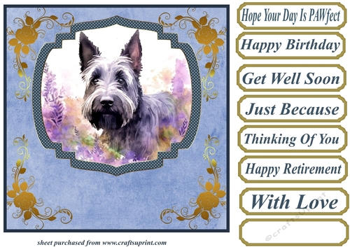 Floral Scottish terrier card front (N) 8