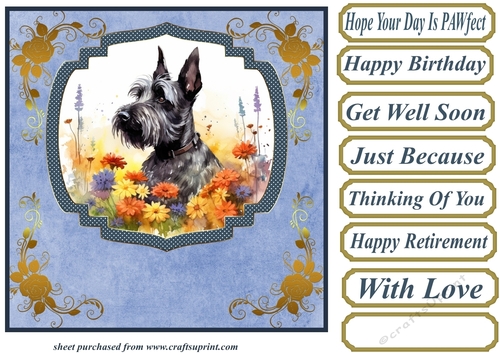 Floral Scottish terrier card front (N) 9