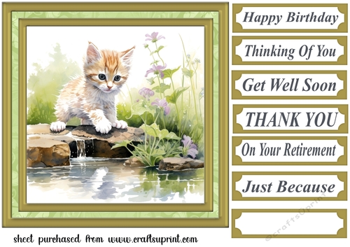 Pond side kitten card front 5