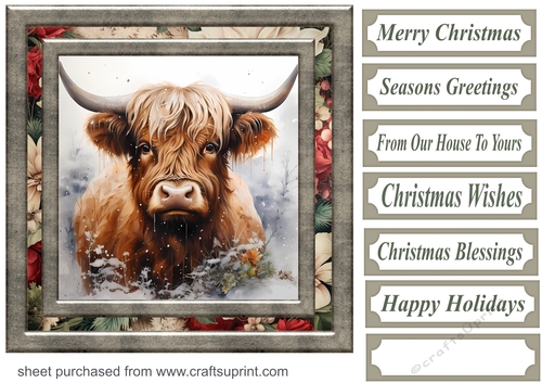 Christmas Highland cow card front 7