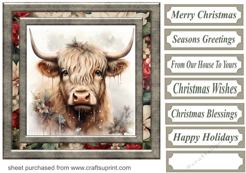 Christmas Highland cow card front 11