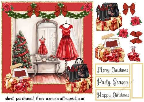 Red Christmas presents card front