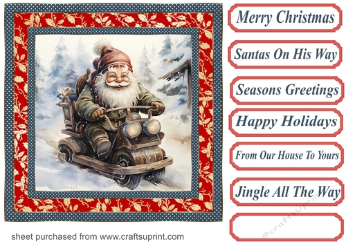 Santas on his way card front 2