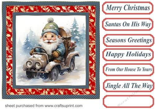 Santas on his way card front 9