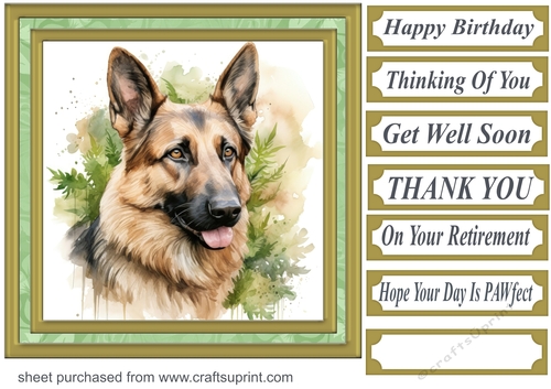 Floral German Shepherd card front 2