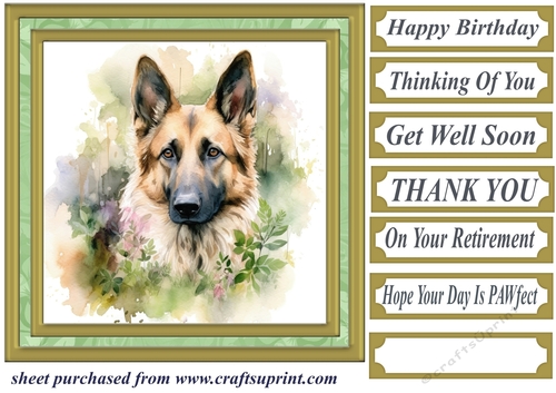 Floral German Shepherd card front 3