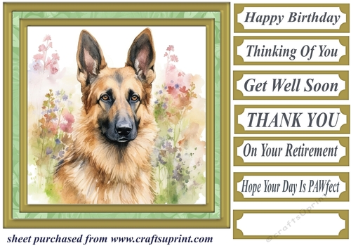 Floral German Shepherd card front 4