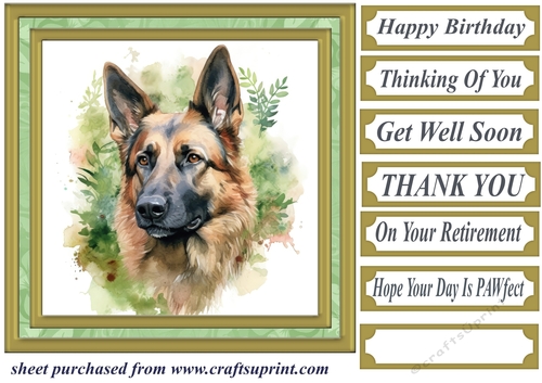 Floral German Shepherd card front 5