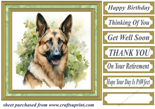 Floral German Shepherd card front 6