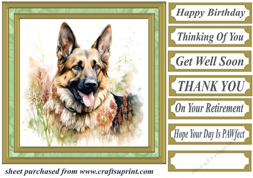 Floral German Shepherd card front 7