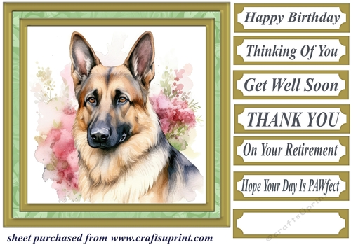 Floral German Shepherd card front 8