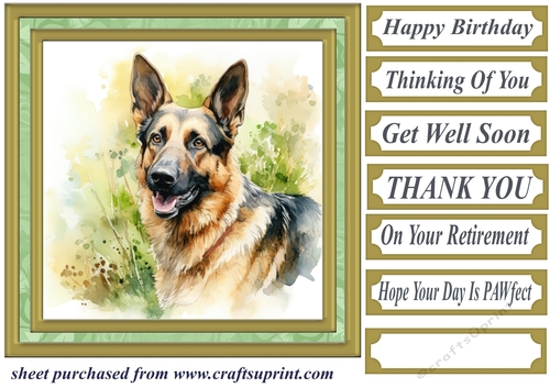 Floral German Shepherd card front 10