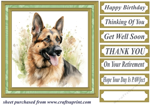 Floral German Shepherd card front 11