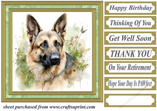 Floral German Shepherd card front 12