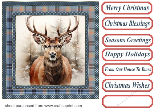 Elegant Christmas stag card front 2