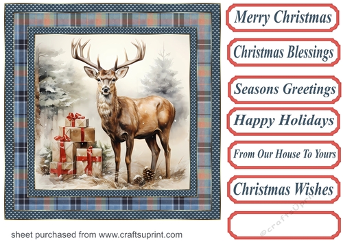 Elegant Christmas stag card front 4