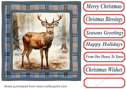 Elegant Christmas stag card front 6