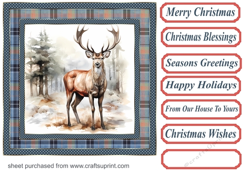Elegant Christmas stag card front 8