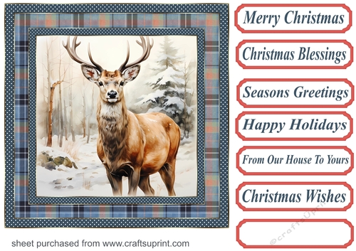 Elegant Christmas stag card front 10