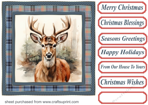 Elegant Christmas stag card front 11