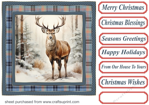 Elegant Christmas stag card front 12