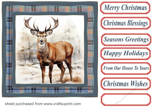 Elegant Christmas stag card front 14