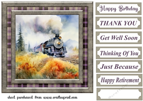 Floral train card front 3