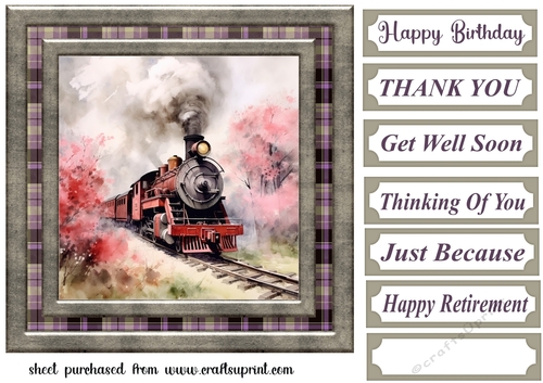 Floral train card front 7