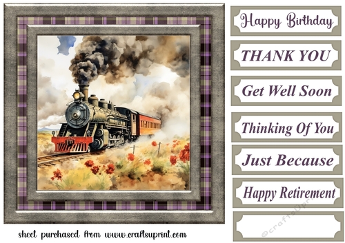 Floral train card front 12