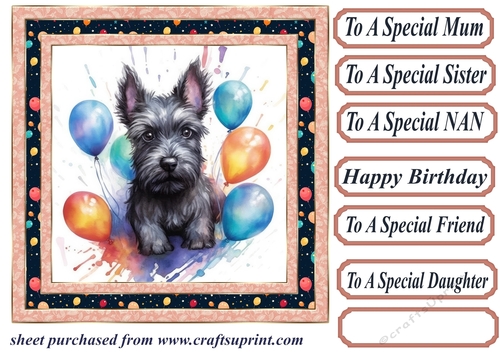 Framed Scottish terrier Birthday Card front 11