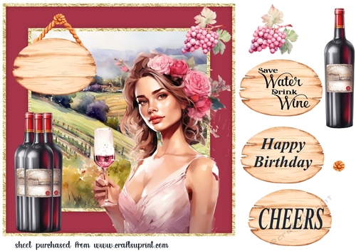 Female vineyard Birthday card front 1