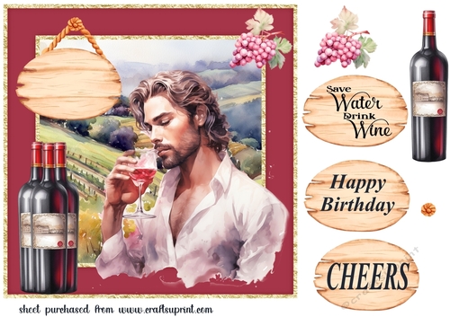 Male vineyard Birthday card front 1