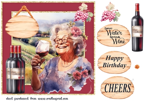 Female vineyard Birthday card front 2
