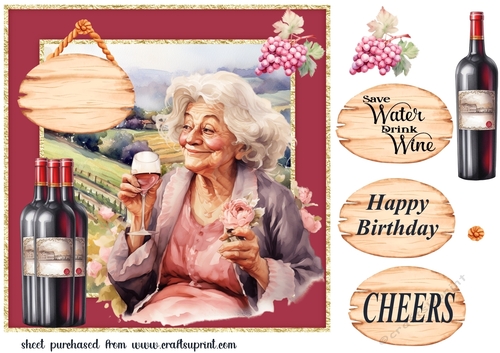 Female vineyard Birthday card front 3